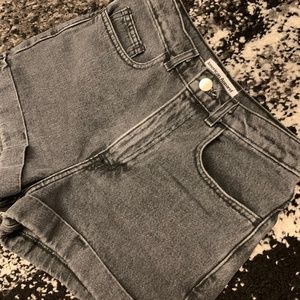 American Apparel Denim High Waist Shorts in Gray